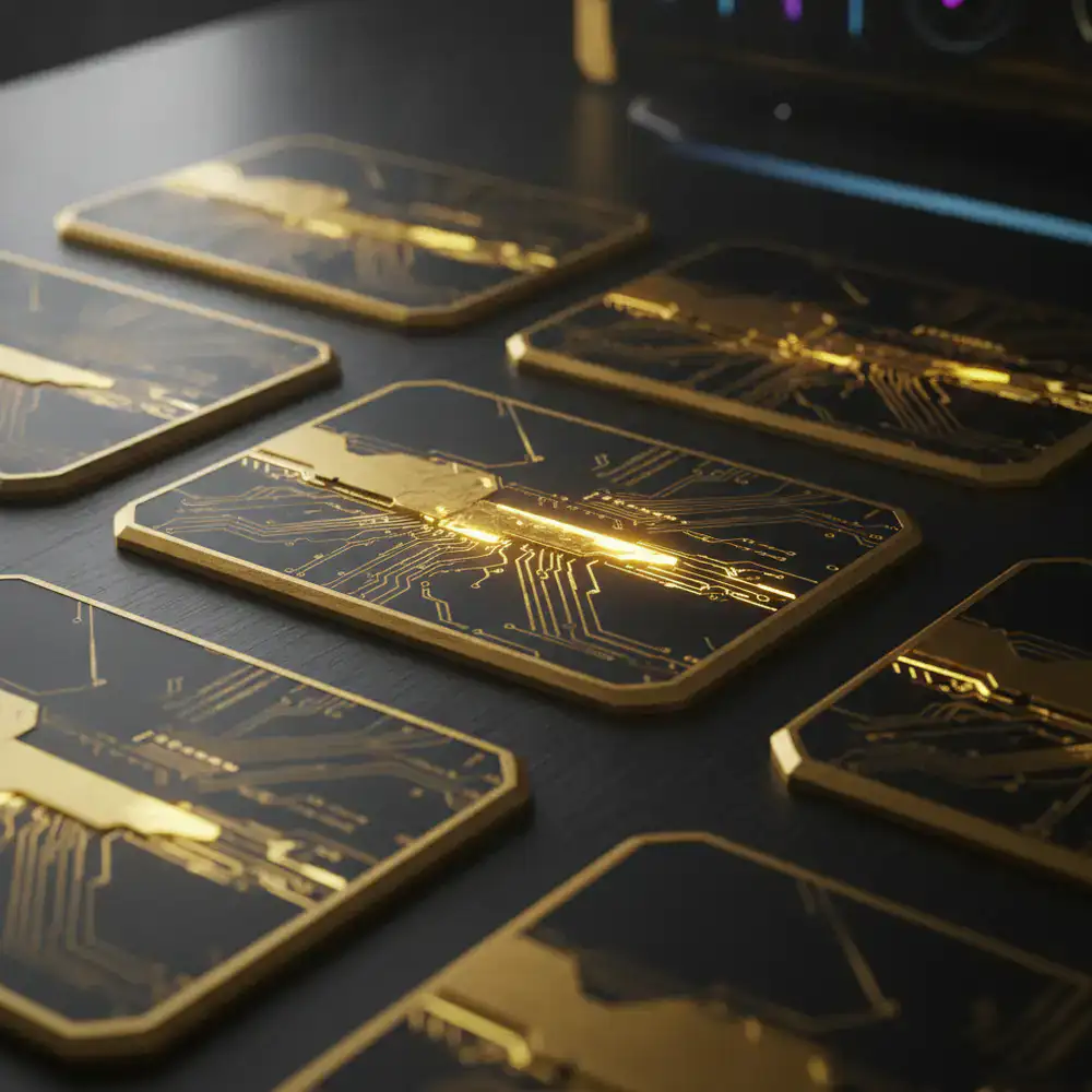 Cartões de upgrade em destaque dourado