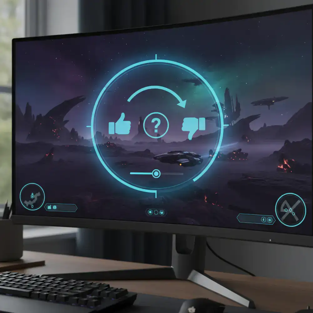 Interface do jogo com a ferramenta de feedback sobreposta em destaque
